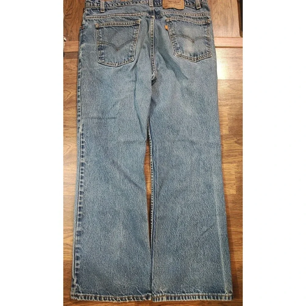 VTG 90s Levis 517 Jeans Mens 38x30 Blue Bootcut Orange Tab Denim Made In USA